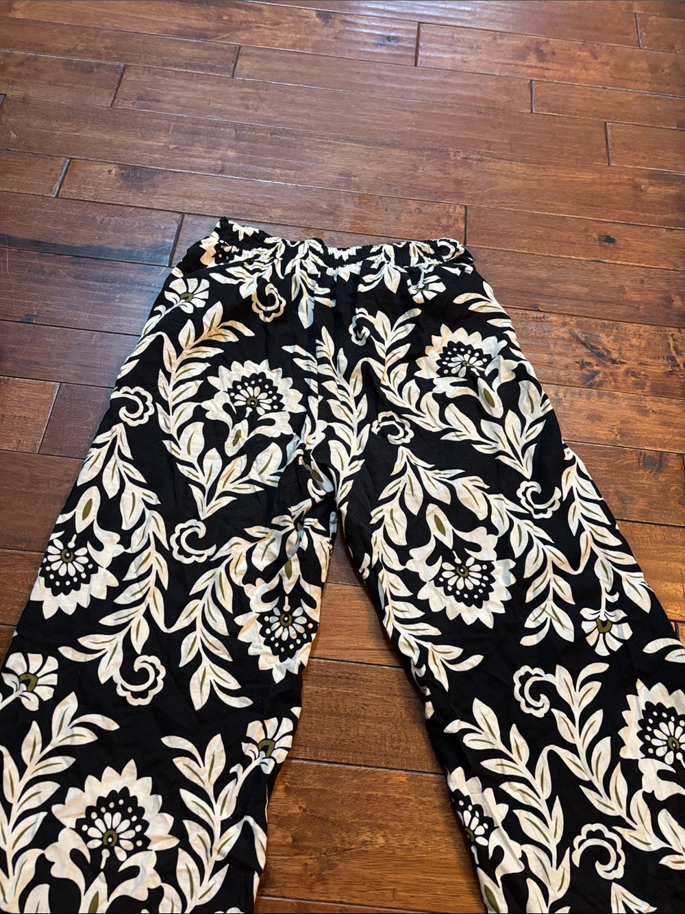 Christian Siriano Wide Leg High Waisted Trouser Black Cream Olive Green Boho S - Picture 8 of 8